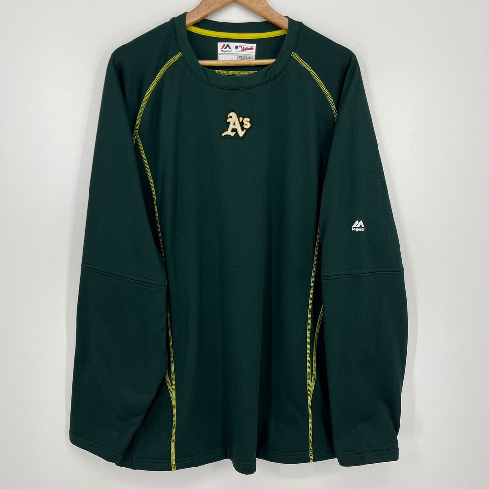 Majestic Mens Oakland Athletics MLB Authentic Collection Pullover Green XL
